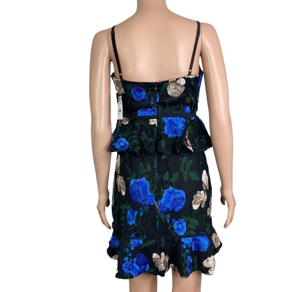 Lulus Dress Womens Small Floral Blue Black - Picture 2 of 9